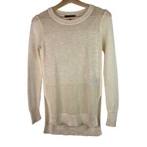 Banana Republic Women's XS Cream Mesh Open Knit Tunic Sweater